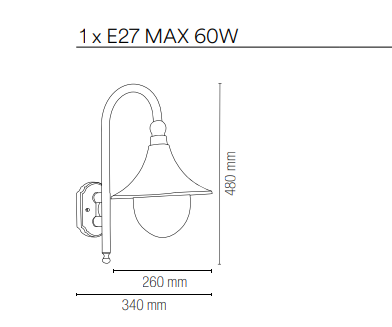 Applique per esterno IP44 in alluminio nero diffusore in acrilico lampada 1XE27 non inclusa PAVIA Applique per esterno IP44 in alluminio nero diffusore in acrilico lampada 1XE27 non inclusa PAVIA
